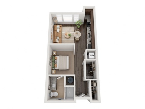 Floor plan for studio, 1 bath, 551 sqft